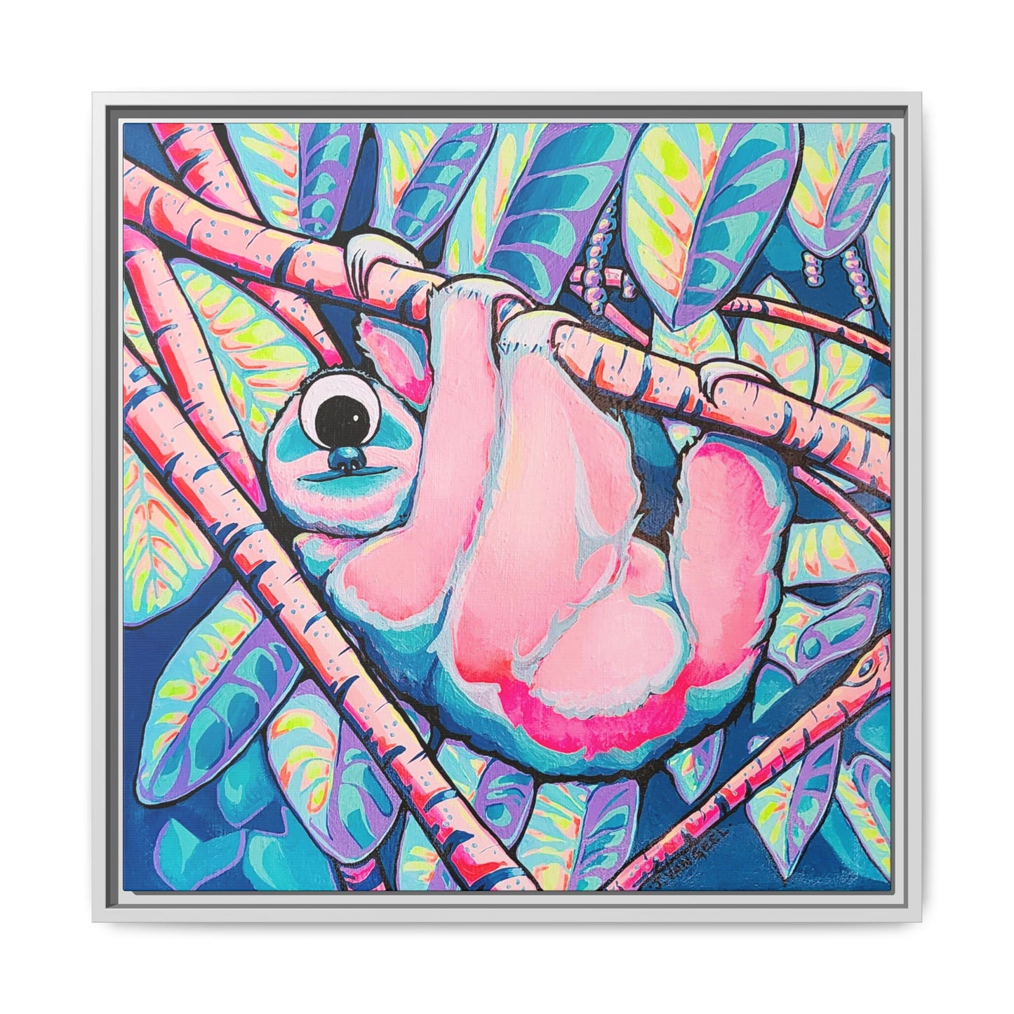 Framed Cyclops Sloth Canvas Print