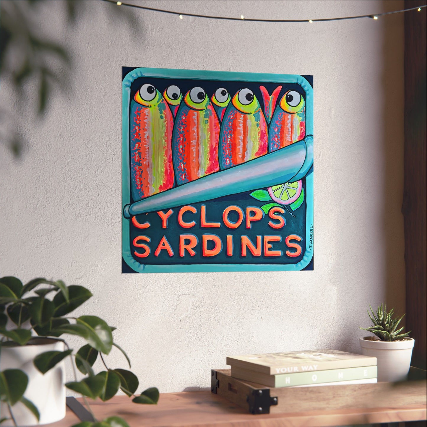 Neon Sardines Giclée Art Poster