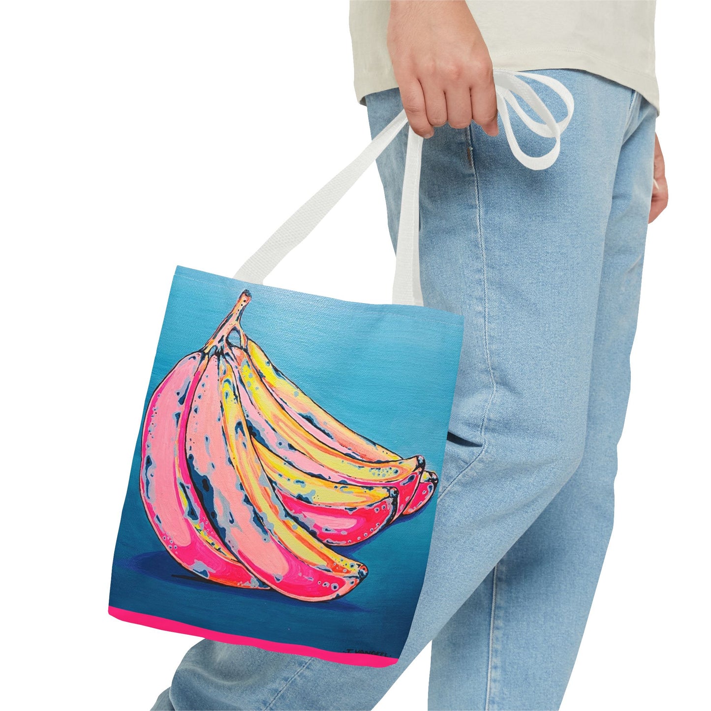Premium Neon Bananas Tote Bag, Original Artist Design, Reusable Shopping Tote, Eco-Friendly