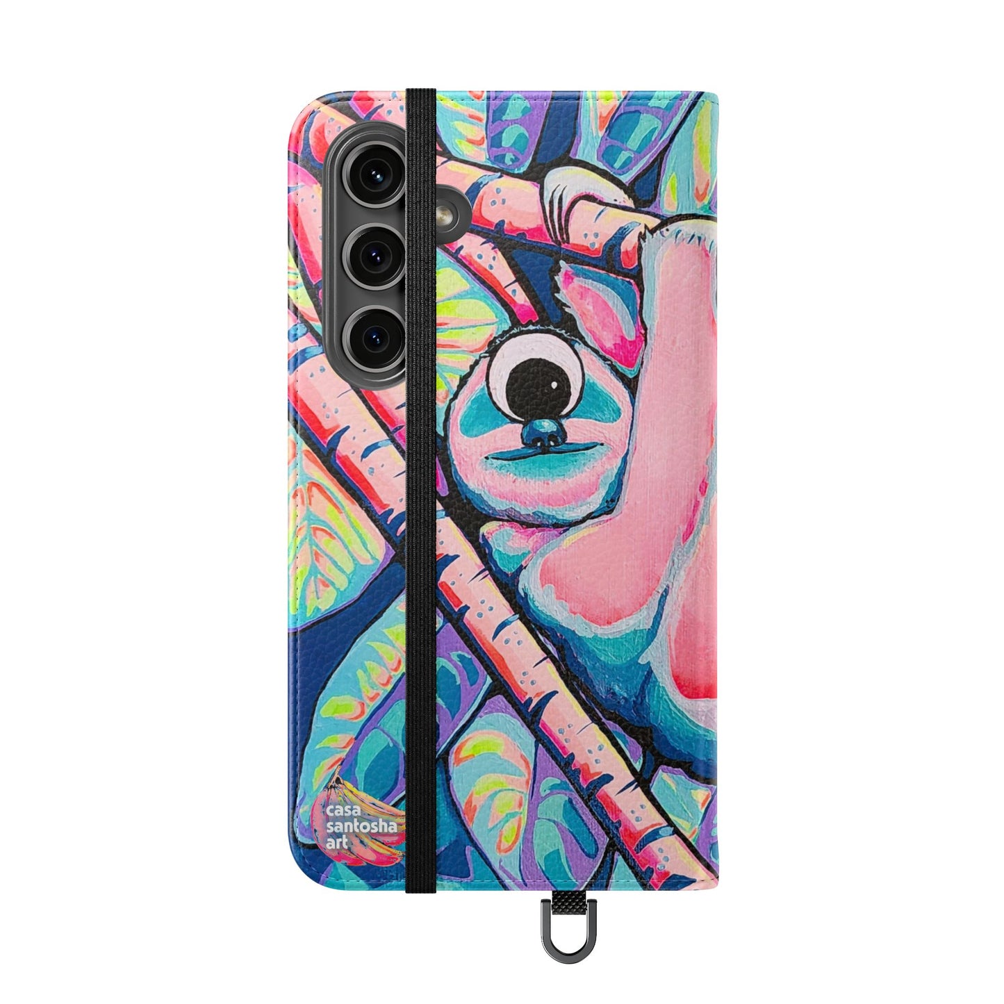 Cyclops Sloth Flip Phone Case – Wallet Cover with Card Slots