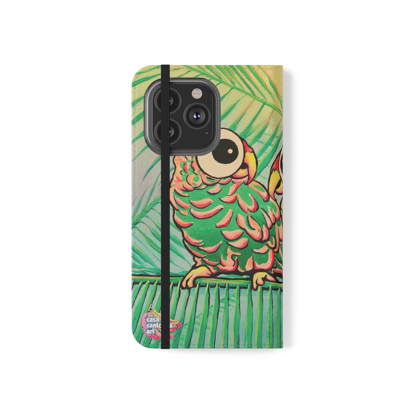 Chatty Cyclops Parrots Flip Phone Case – Wallet Cover with Card Slots