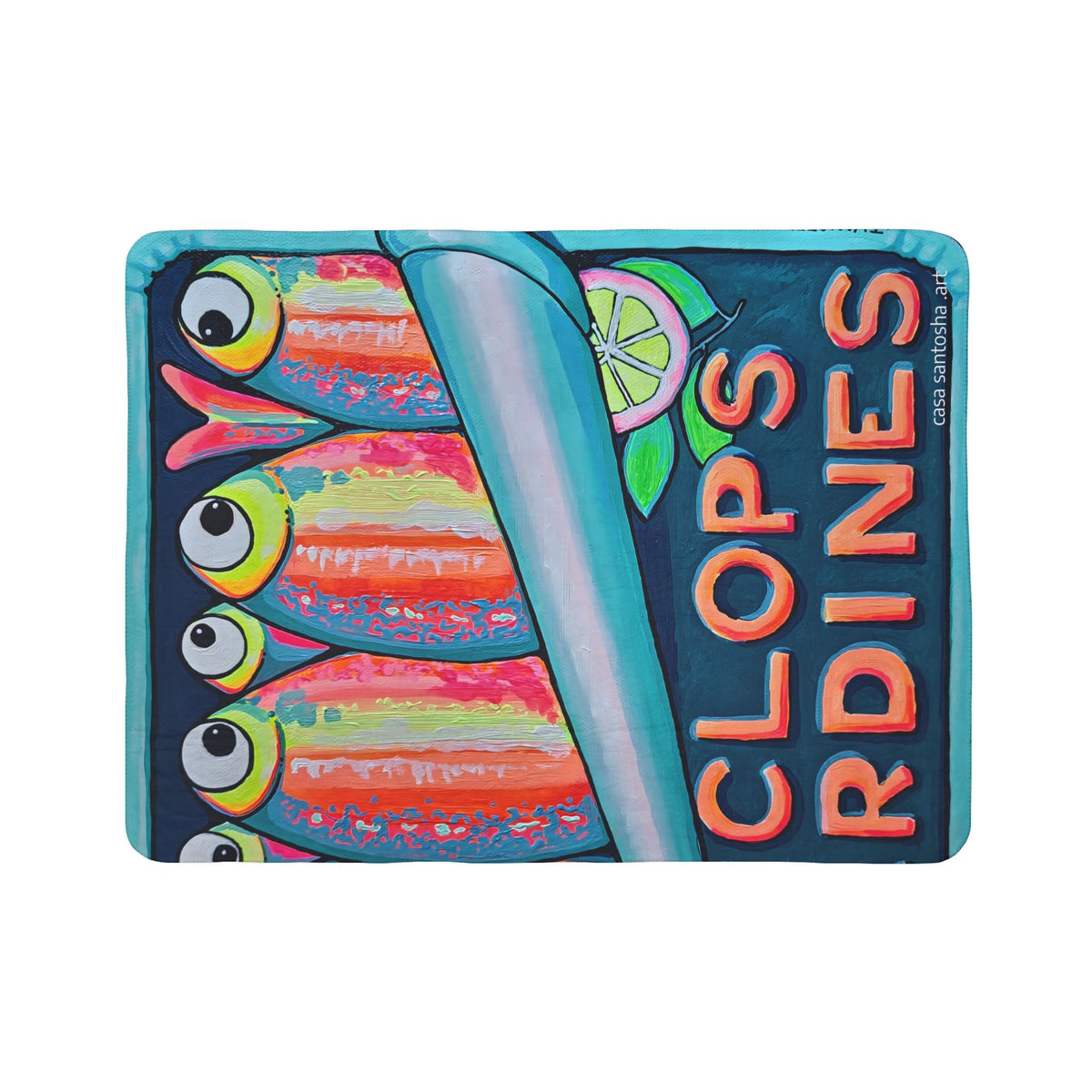 Neon Sardines Fleece Sherpa Blanket