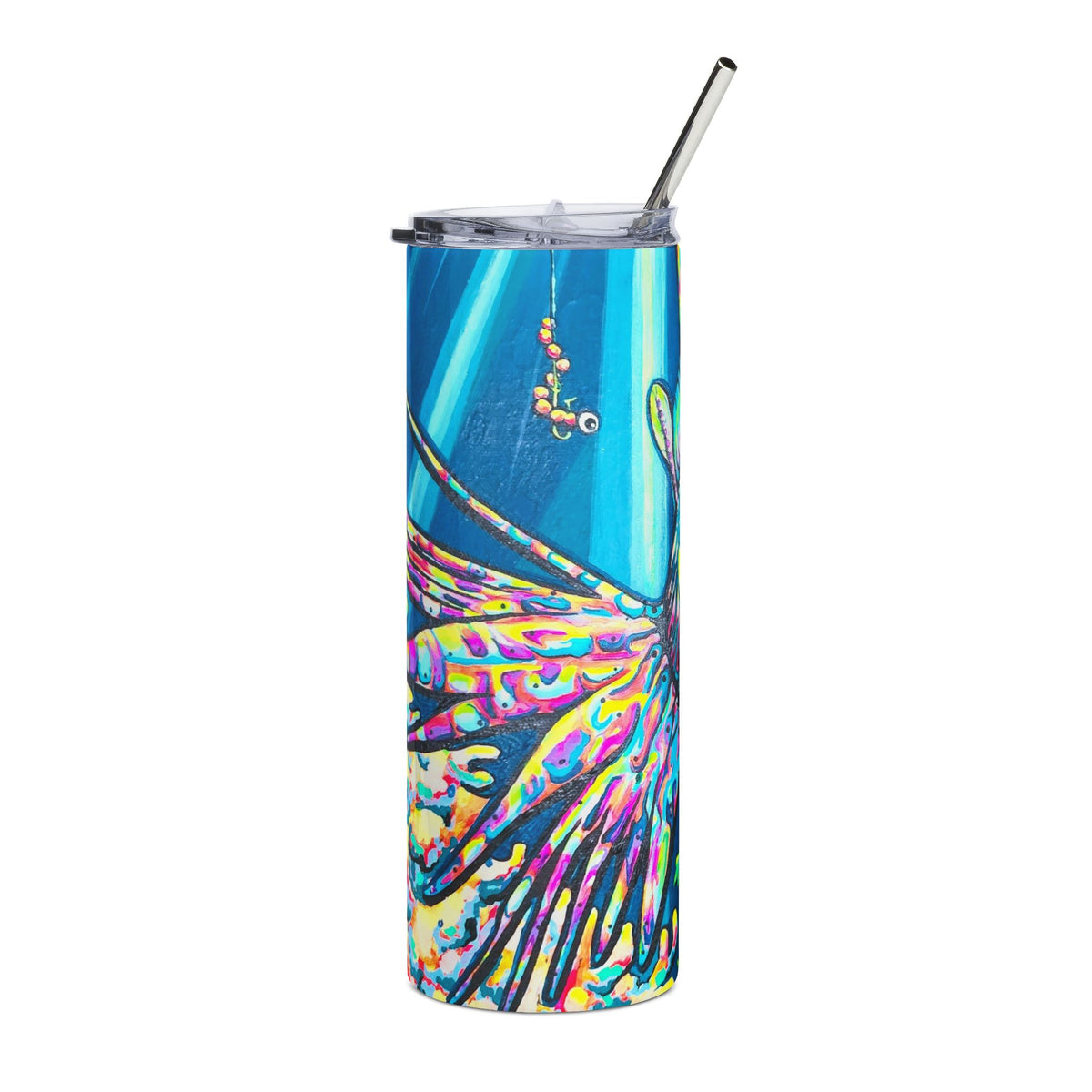 Vaso de acero inoxidable con diseño de pez león Cíclope, 590 ml | Taza de viaje divertida y ecológica