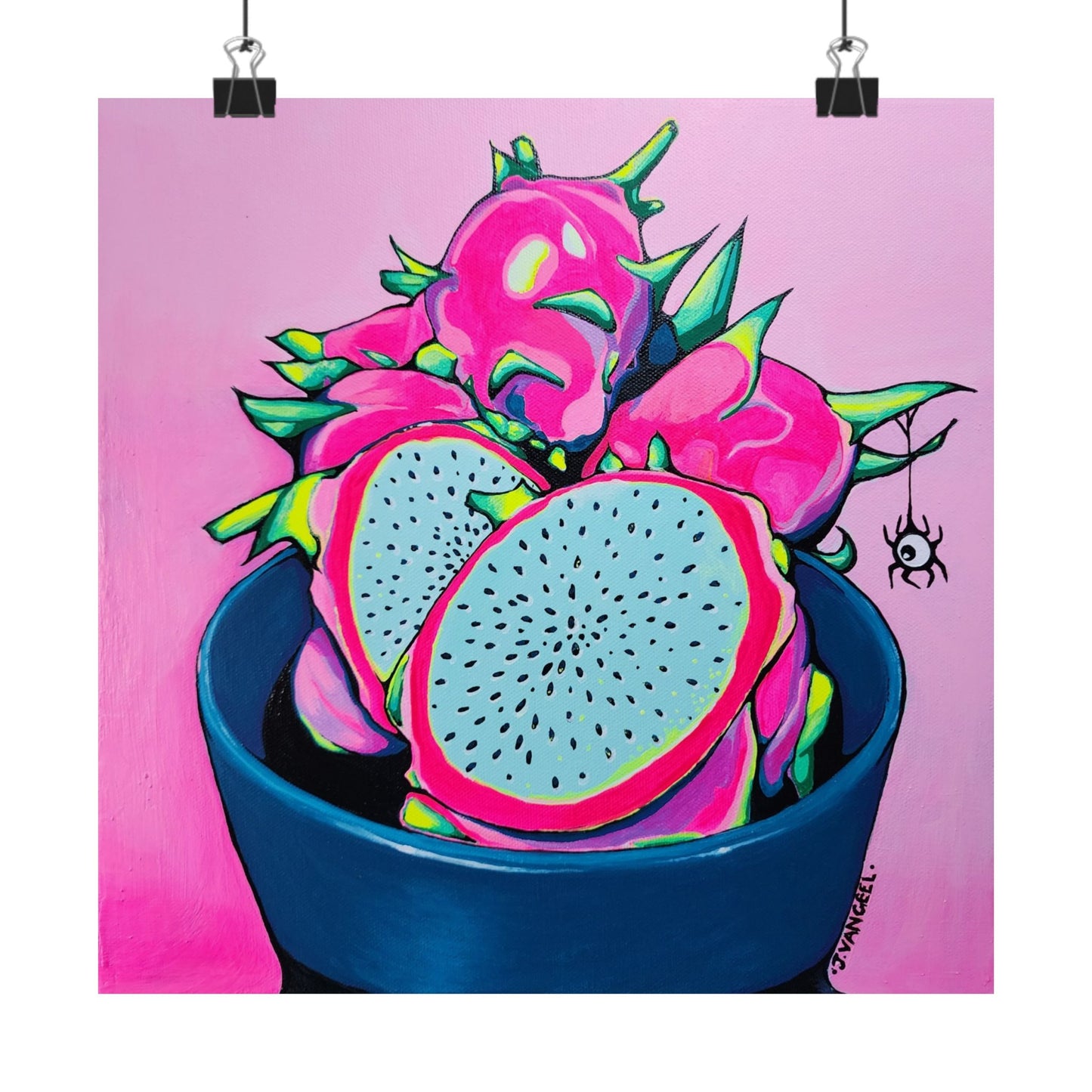 Neon Pink Dragon Fruit Giclée Art Poster