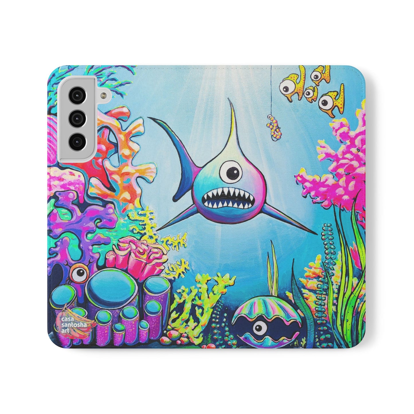 Cyclops Shark Flip Phone Case – Wallet Cover with Card Slots