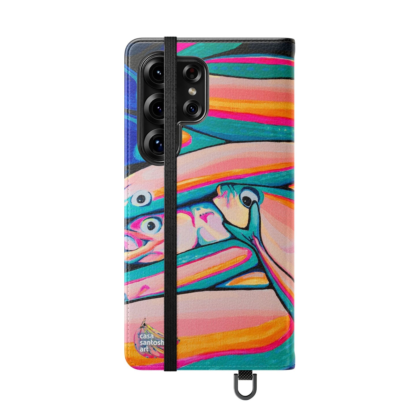 Neon Fish Flip Phone Case – Wallet Cover with Card Slots