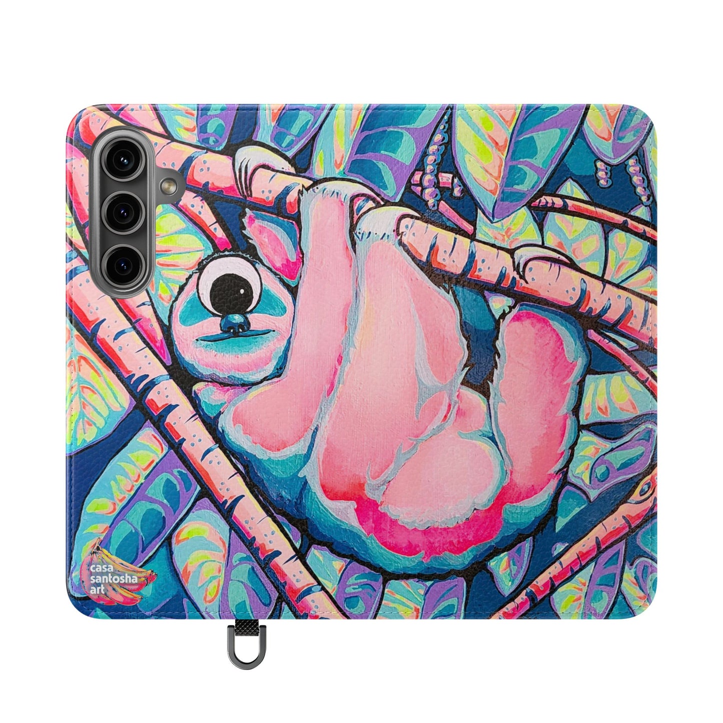 Cyclops Sloth Flip Phone Case – Wallet Cover with Card Slots