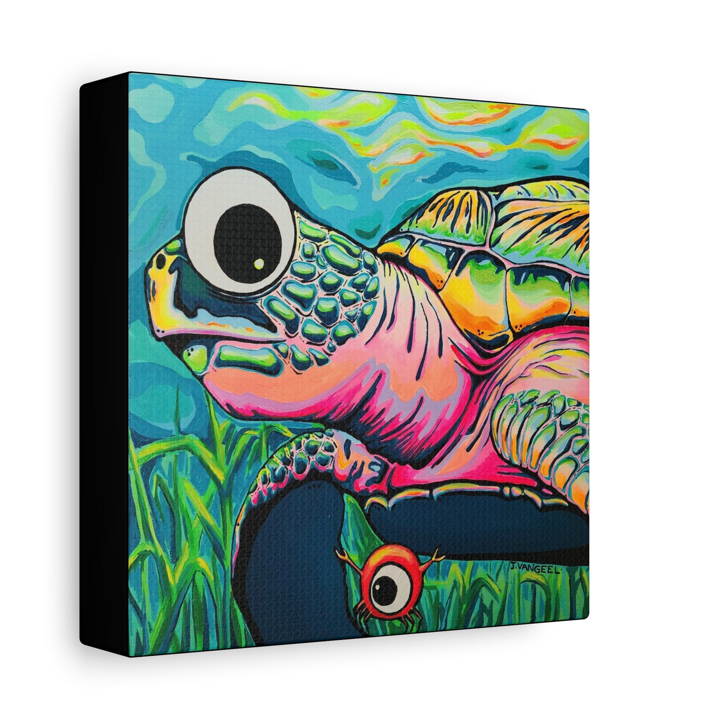 Cyclops Turtle Original Canvas Art Print, Gift, Unique Wall Decor