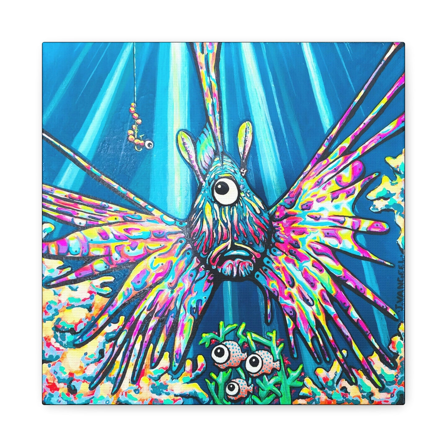 Cyclops Lionfish Original Canvas Art Print, Unique Home Decor, Wall Art