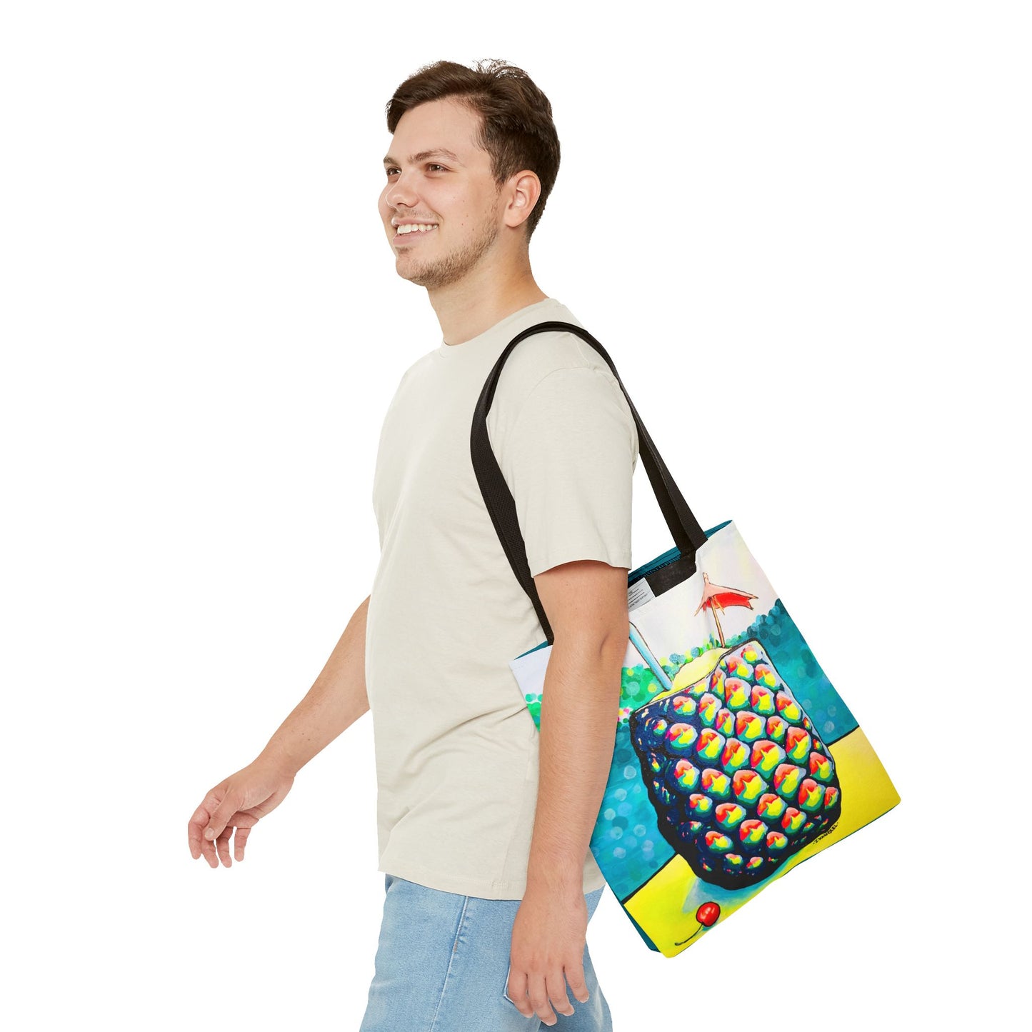 Premium Neon Piña Colada Tote Bag, Original Artist Design, Reusable Shopping Tote,  Eco-Friendly