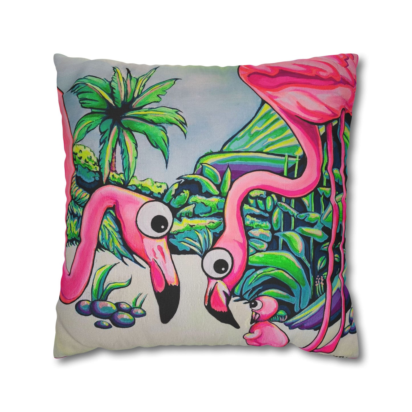 Cyclops Flamingo Family Pillowcase for Throw Pillow, Cover Only