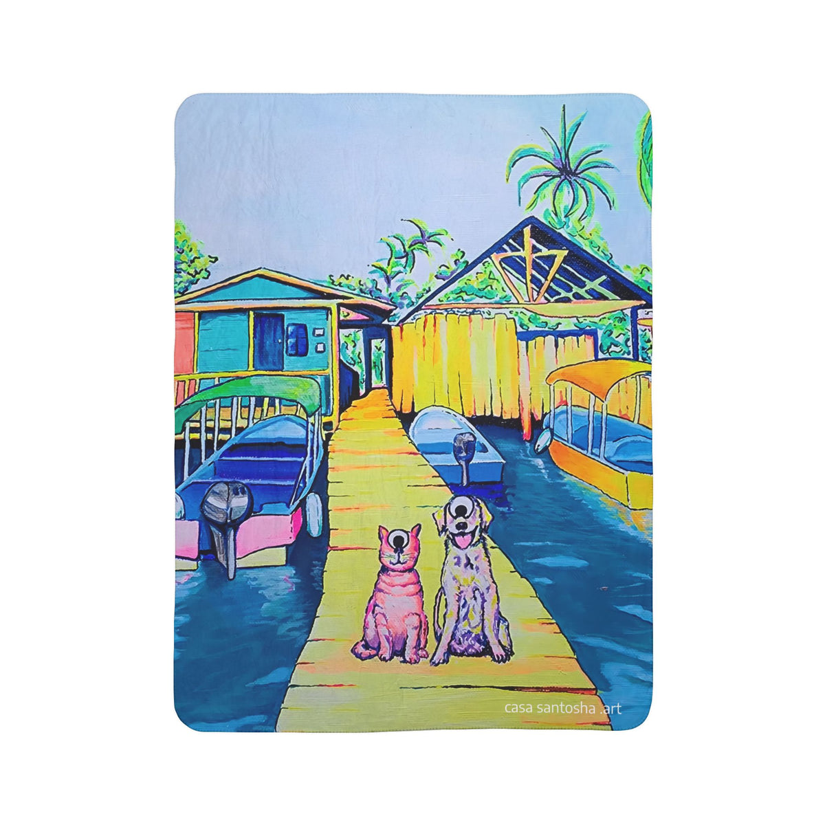 Cyclops Cat and Dog in Bocas Fleece Sherpa Blanket