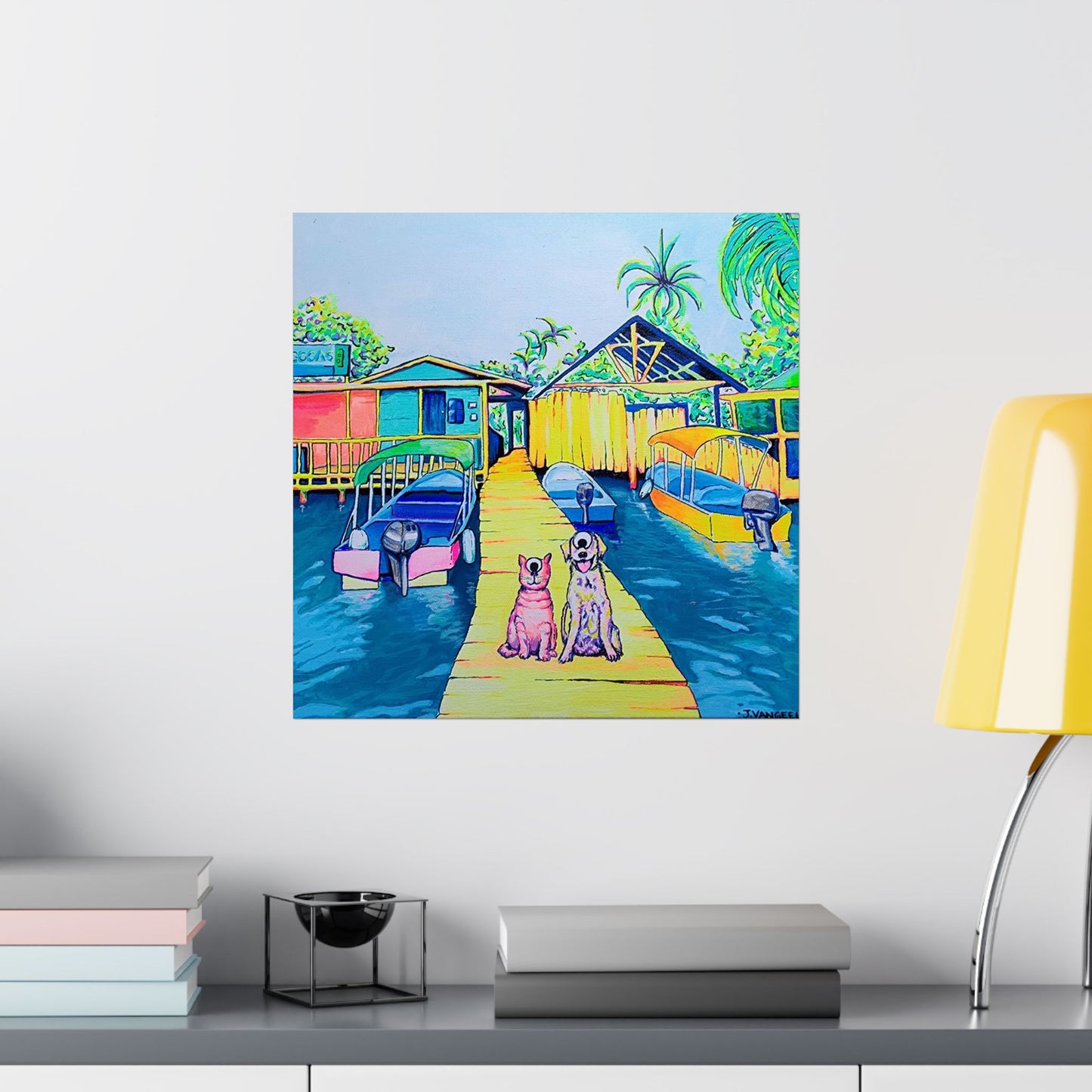 Cyclops Cat and Dog in Bocas Giclée Art Poster
