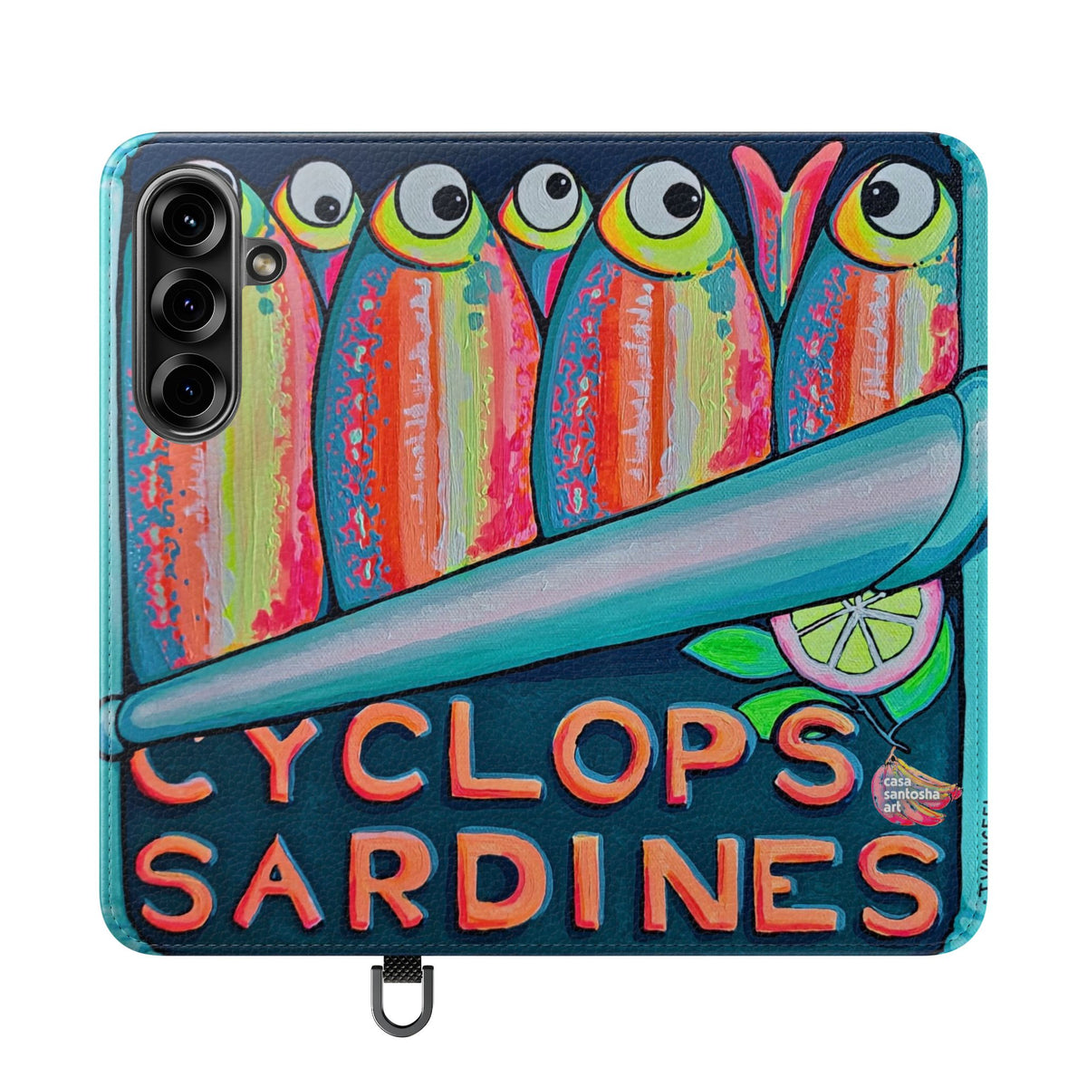 Neon Sardines Flip Phone Case – Wallet Cover with Card Slots