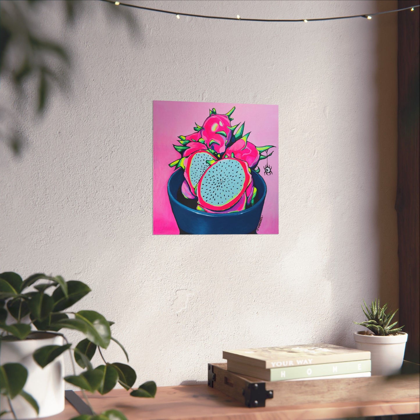 Neon Pink Dragon Fruit Giclée Art Poster