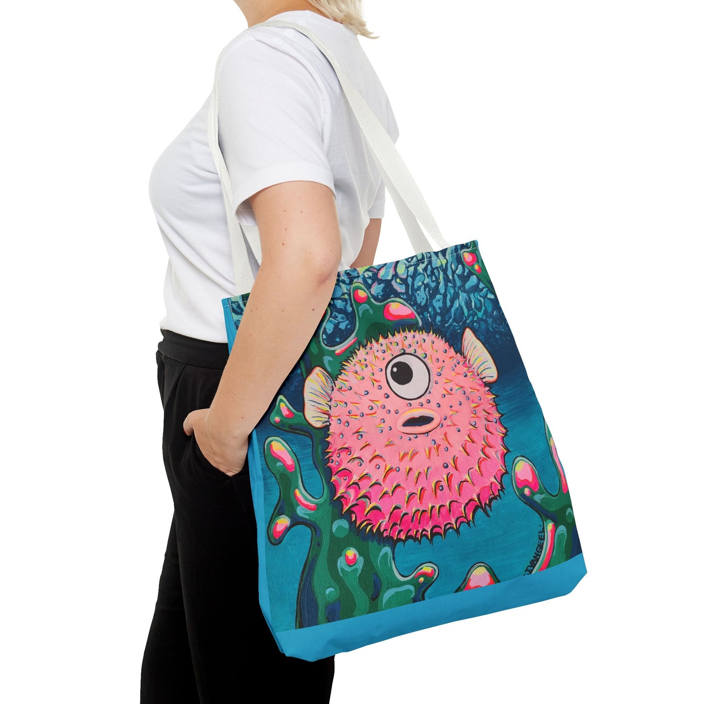 Premium Cyclops Pufferfish Tote Bag, Original Artist Design, Reusable Shopping Tote, Eco-Friendly
