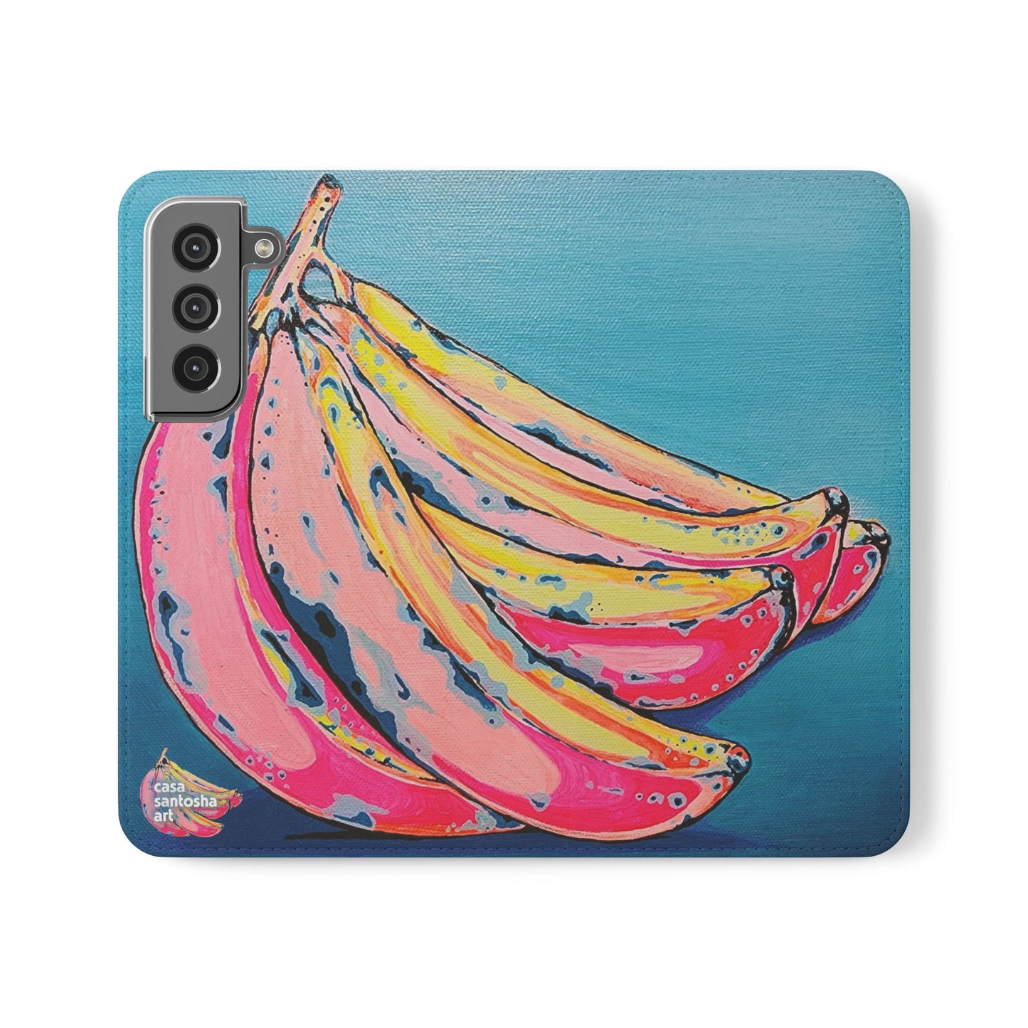 Neon Bananas Flip Phone Case – Wallet Cover with Card Slots