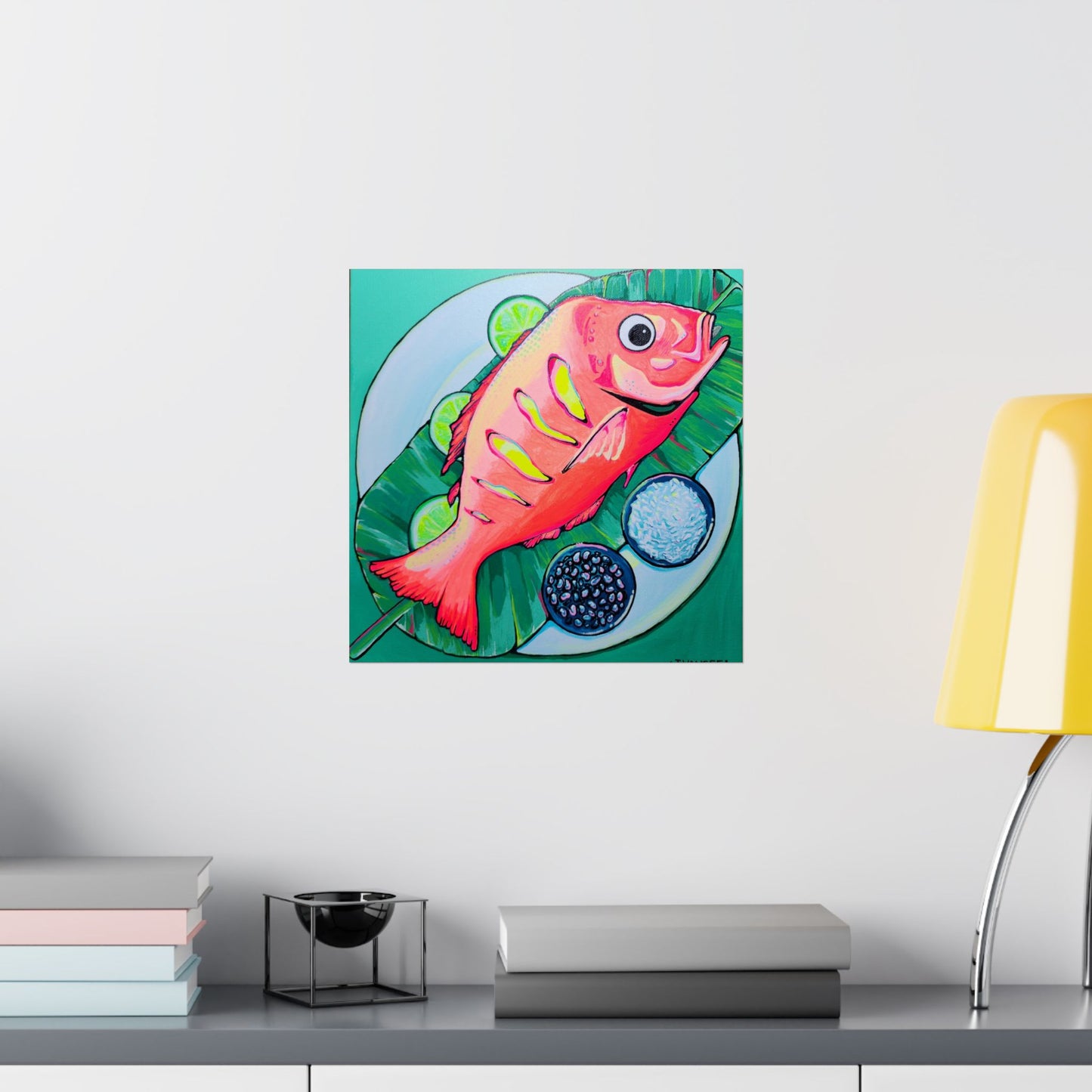 Neon Fried Fish Giclée Art Poster