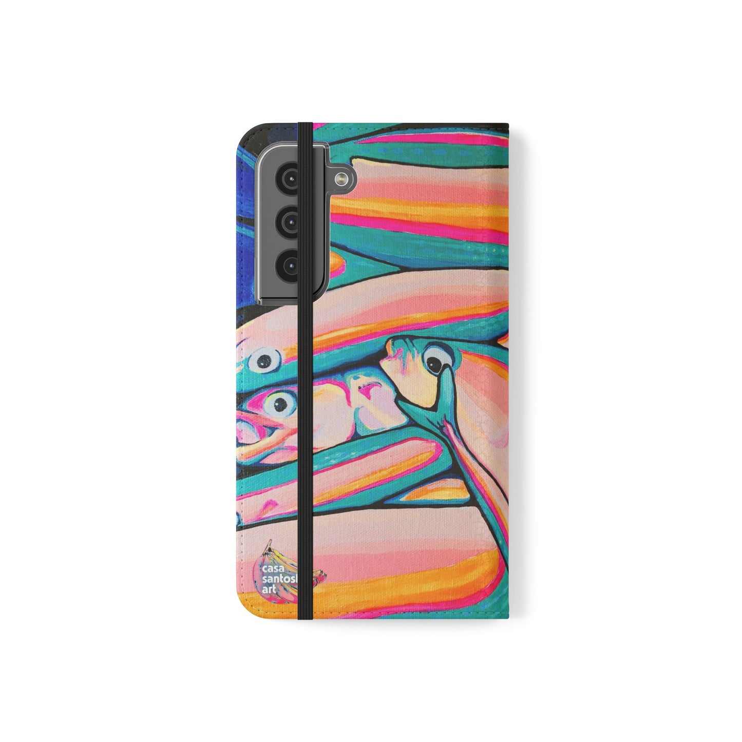 Neon Fish Flip Phone Case – Wallet Cover with Card Slots