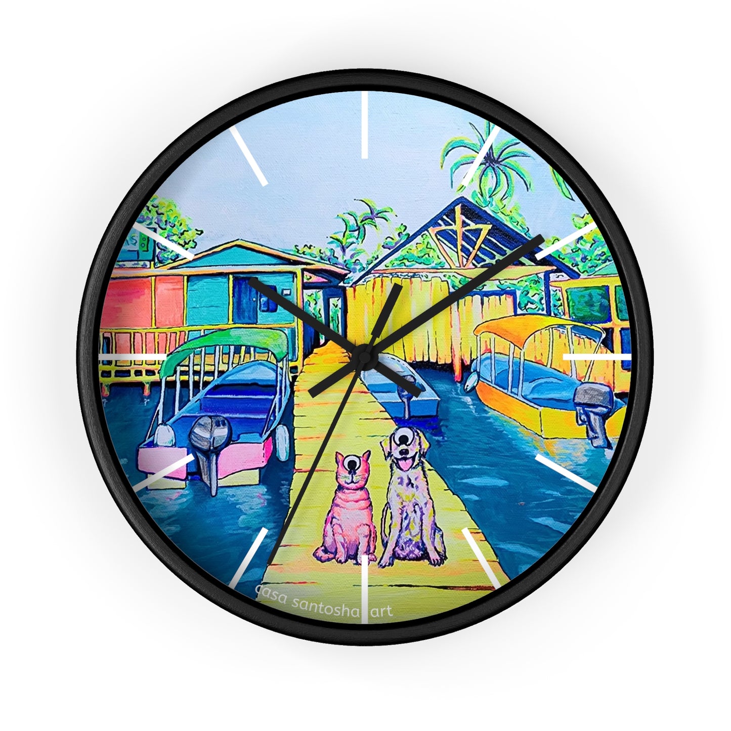 Cyclops Cat and Dog in Bocas Pop Art Wall Clock