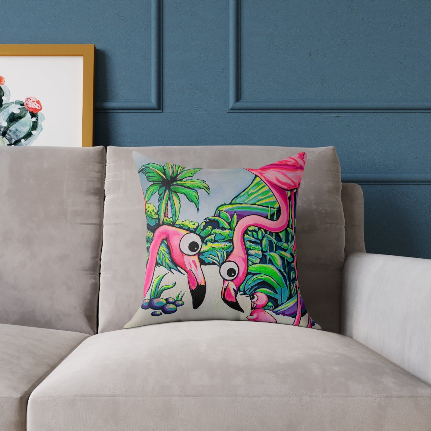 Cyclops Flamingo Family Art Canvas Decorative Pillow