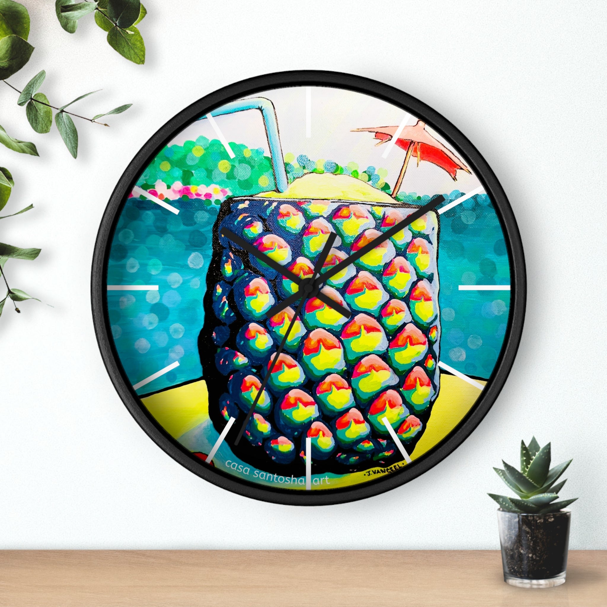 Neon Piña Colada Pop Art Wall Clock – Casa Santosha Art