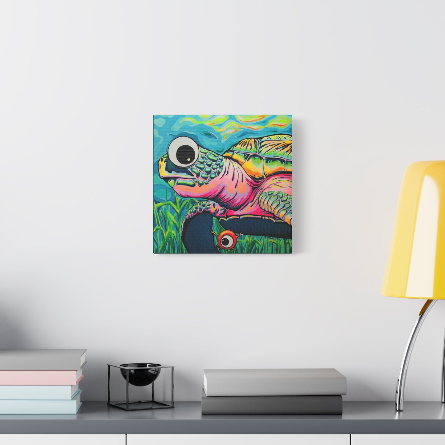 Cyclops Turtle Original Canvas Art Print, Gift, Unique Wall Decor