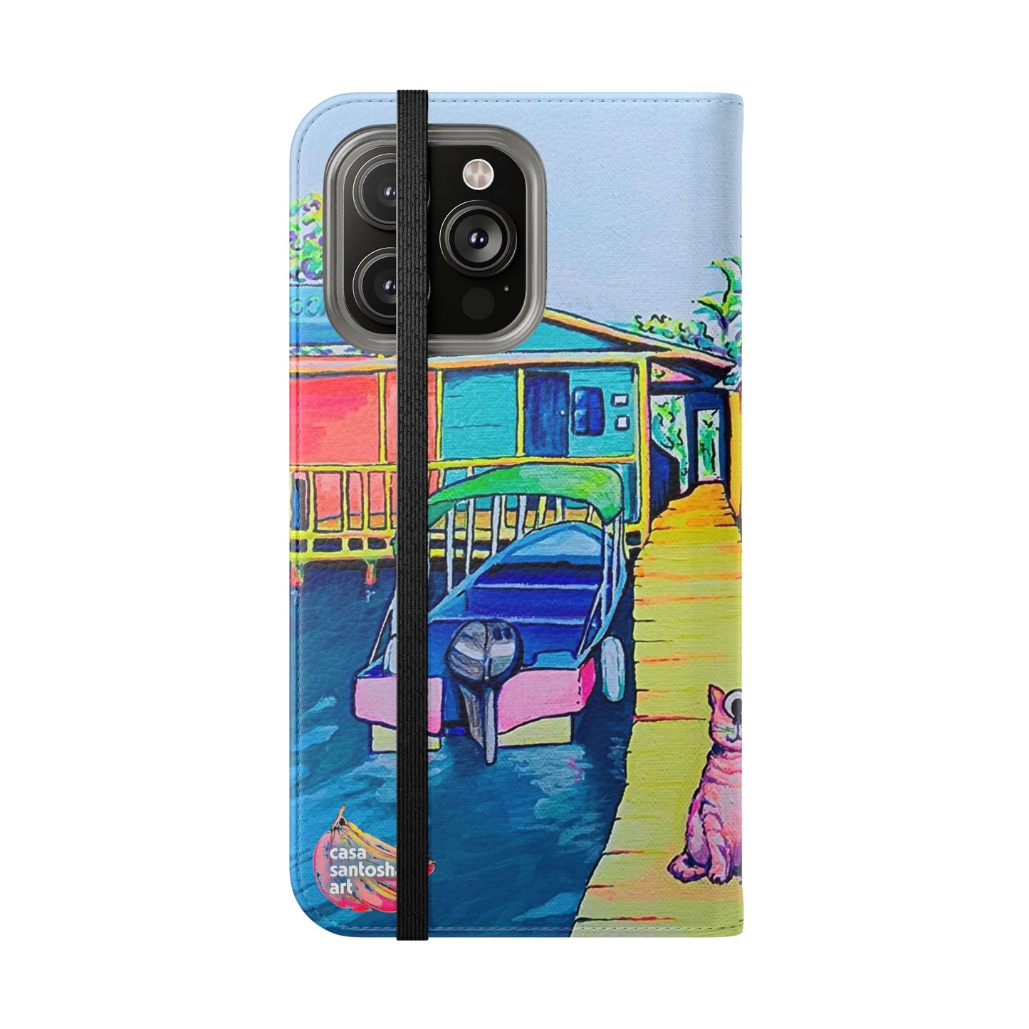 Cyclops Cat and Dog in Bocas Flip Phone Case – Wallet Cover with Card Slots