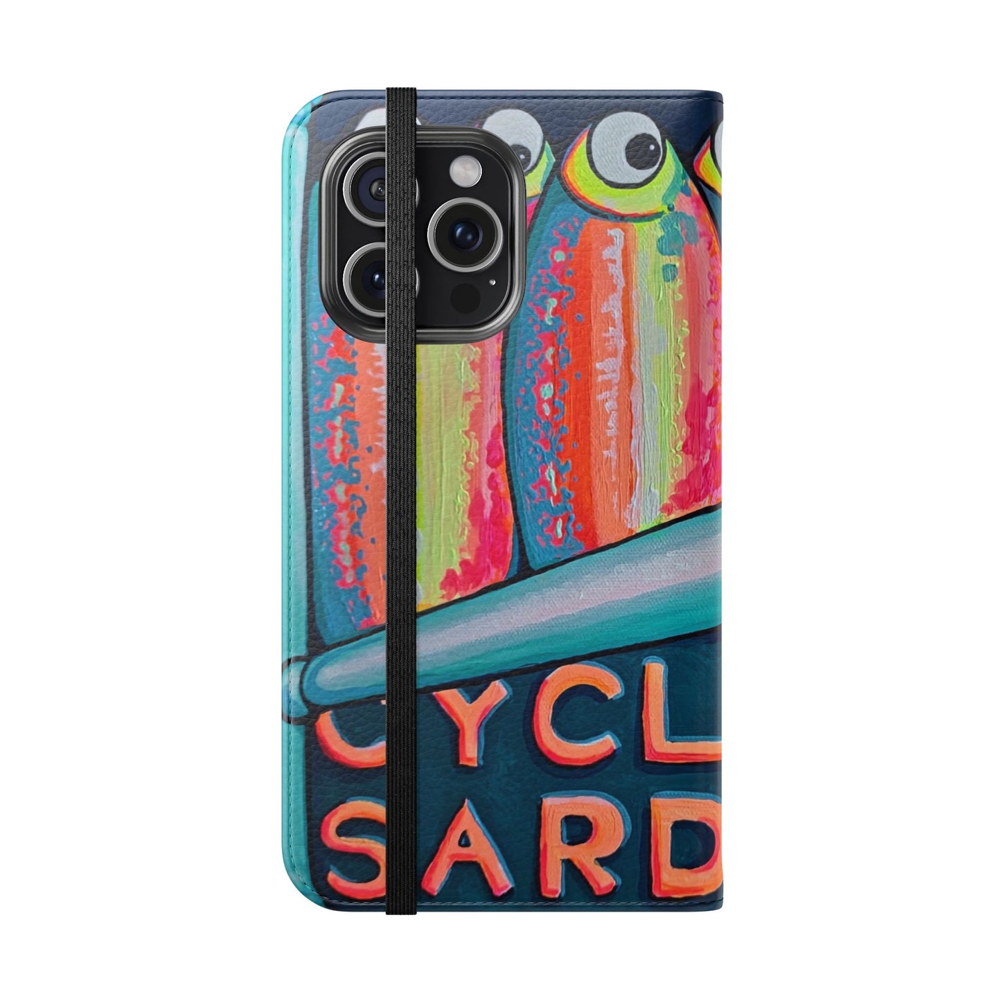 Neon Sardines Flip Phone Case – Wallet Cover with Card Slots