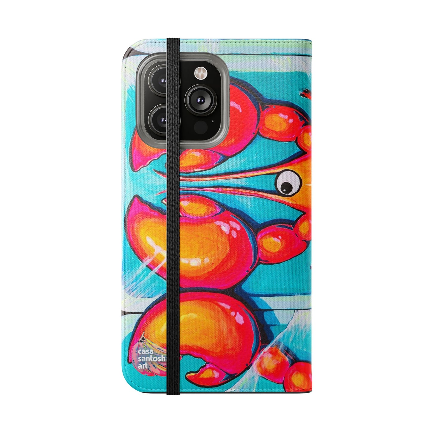 Neon Lobster Flip Phone Case – Wallet Cover with Card Slots