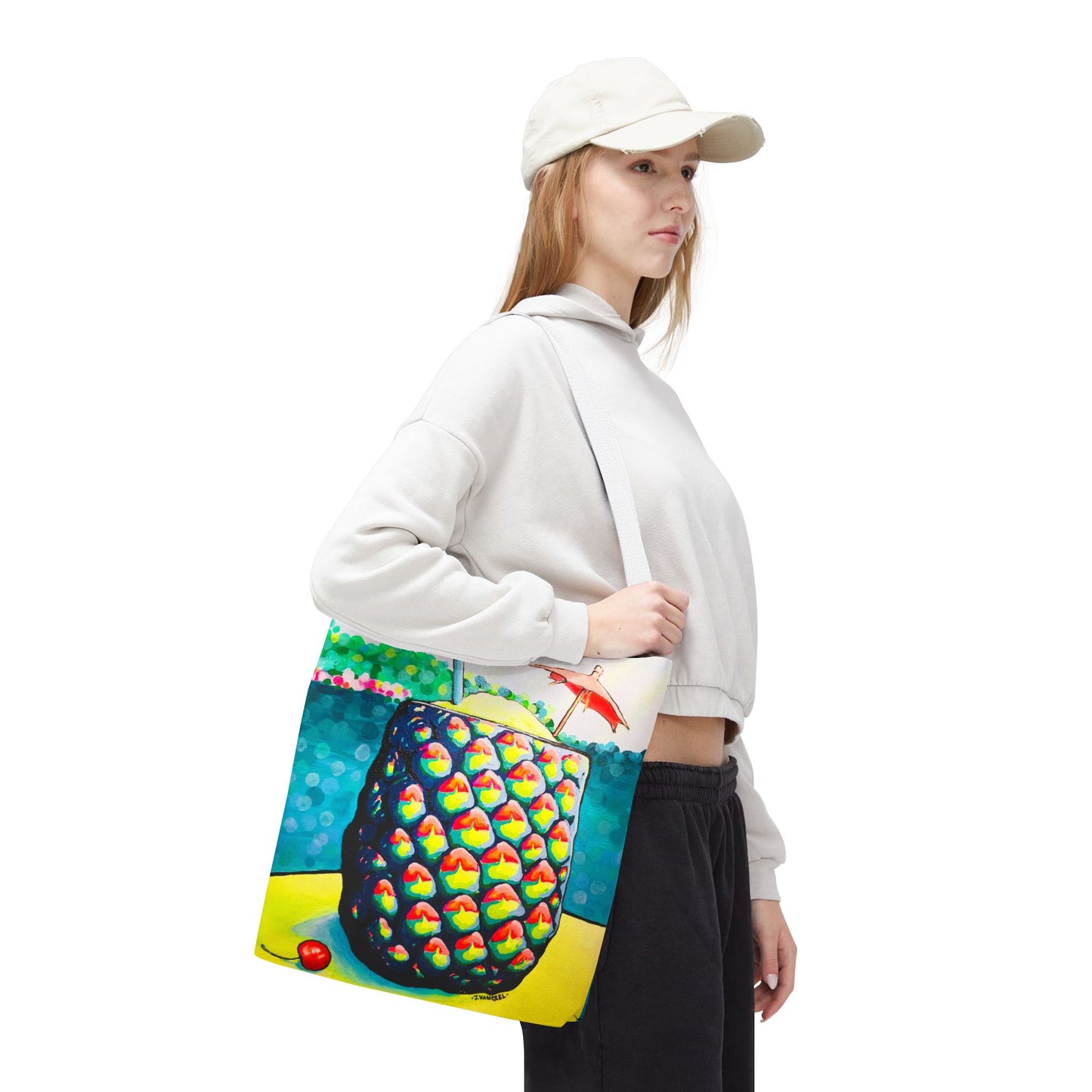 Premium Neon Piña Colada Tote Bag, Original Artist Design, Reusable Shopping Tote,  Eco-Friendly