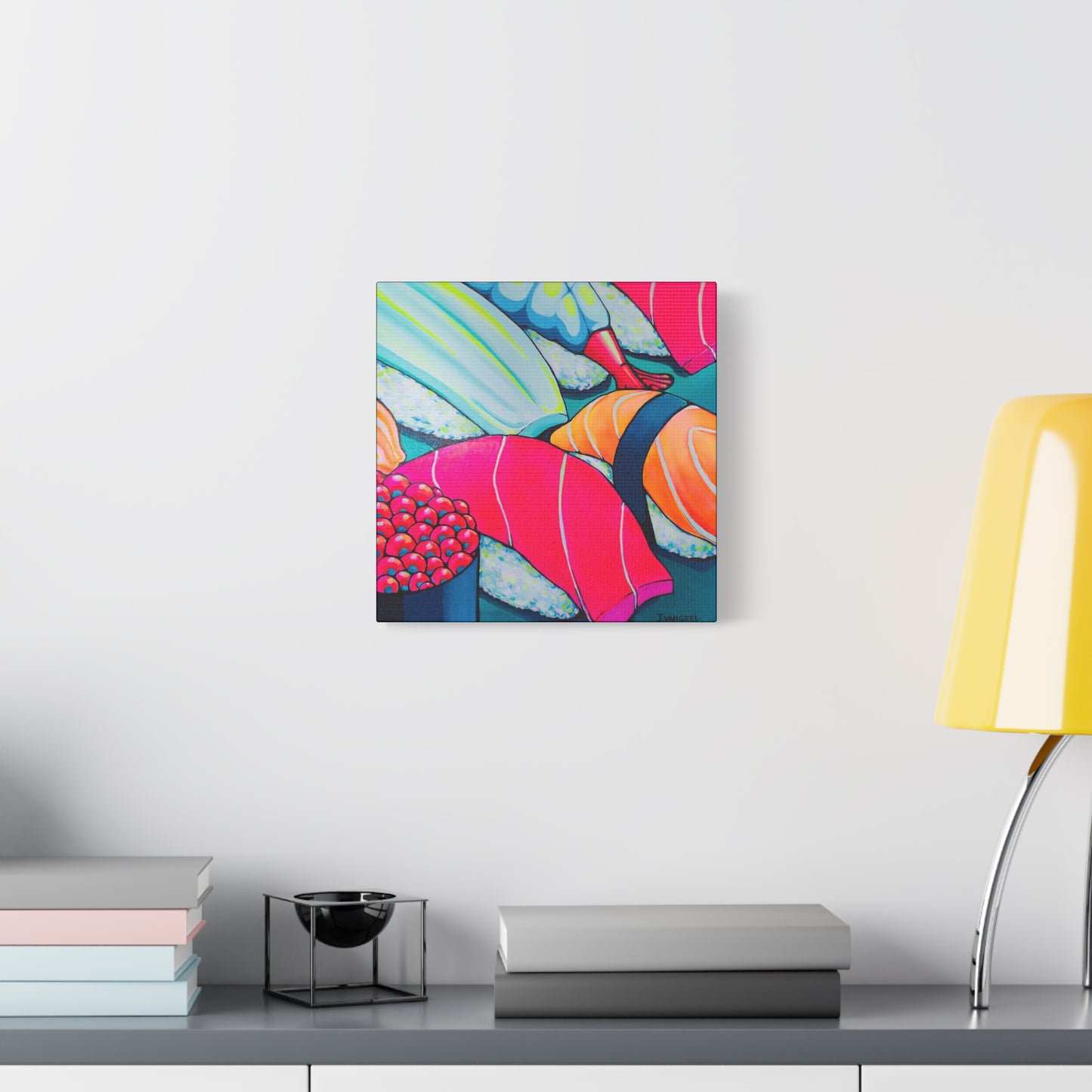 Neon Sushi Canvas Print, Original Artist Design, Home Decor, Wall Art