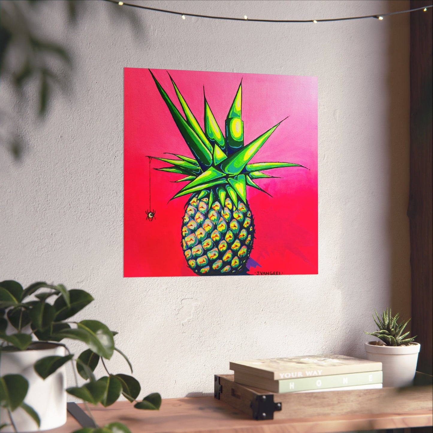 Neon Pineapple Giclée Art Poster
