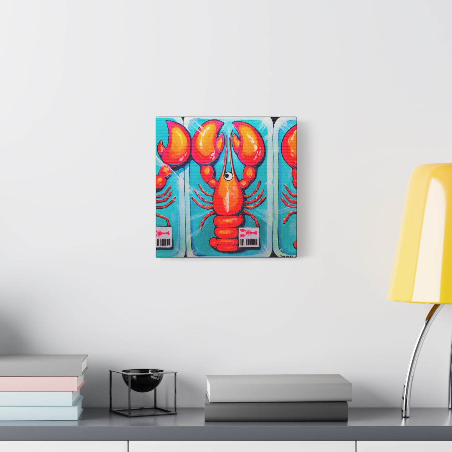 Neon Lobster Canvas Print, Original Artist Design, Home Decor, Wall Art