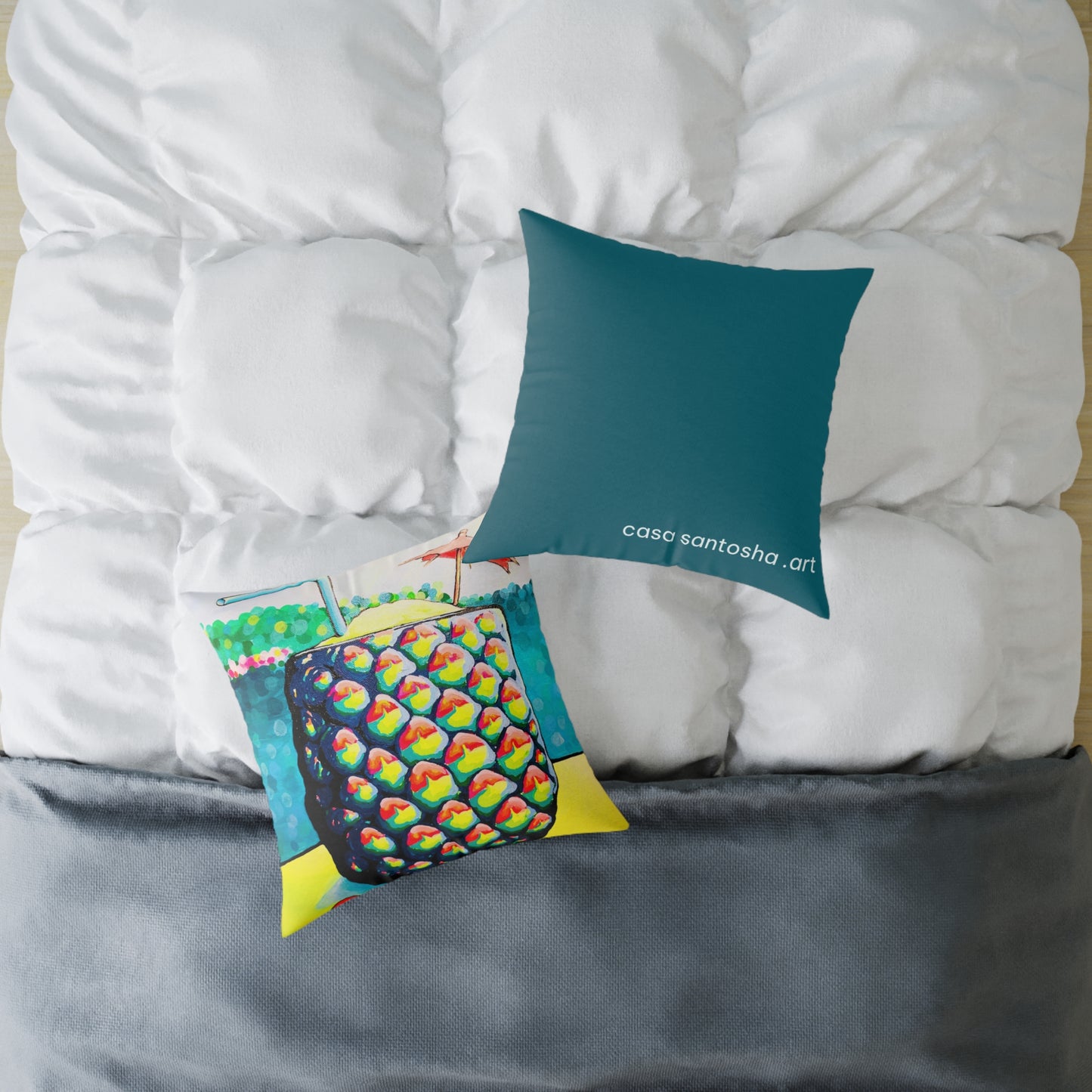 Neon Piña Colada Art Canvas Decorative Pillow