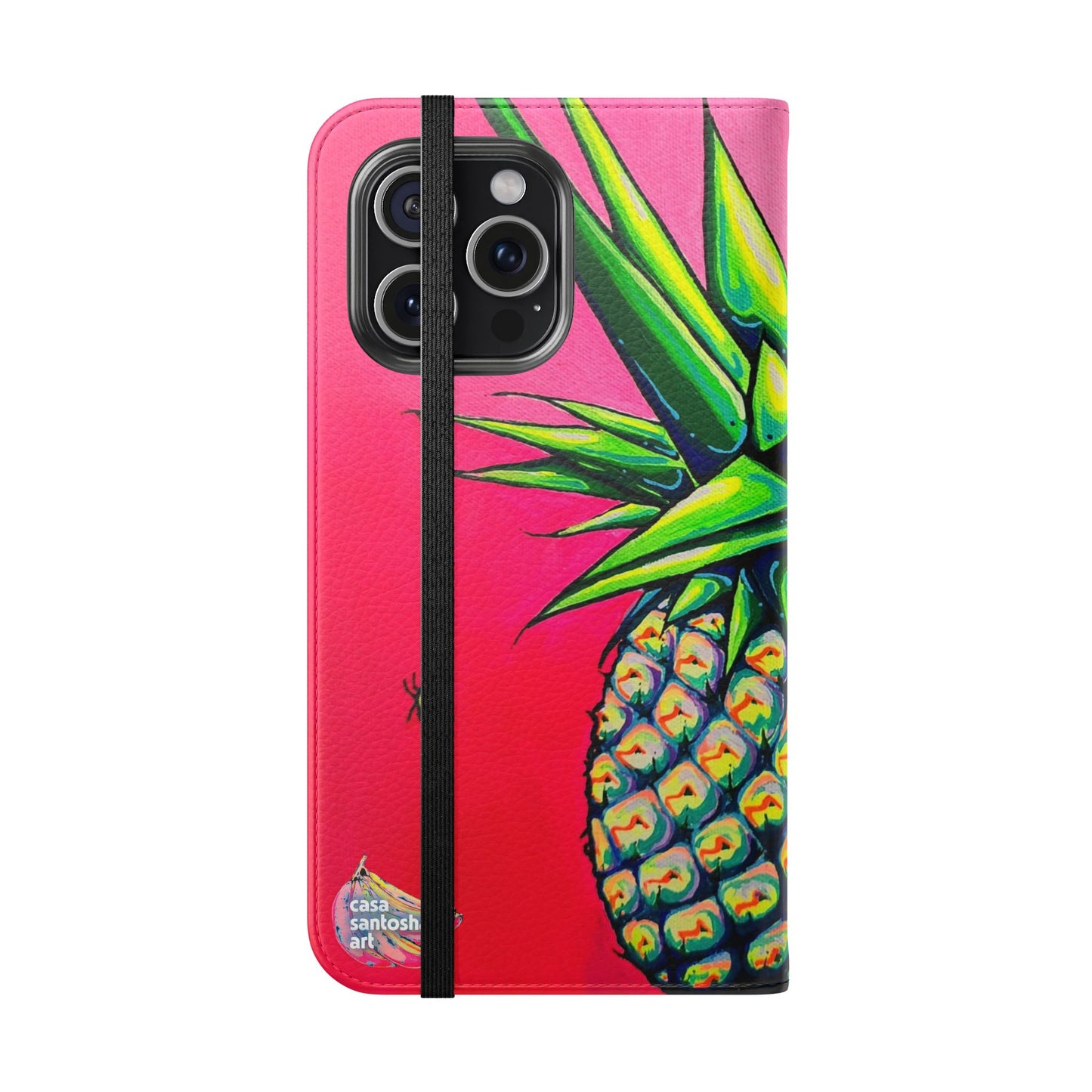 Neon Pineapple Flip Phone Case – Wallet Cover with Card Slots