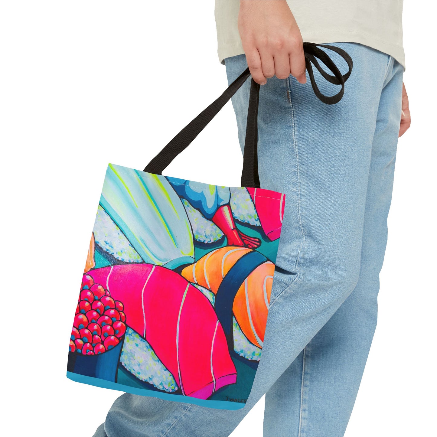 Premium Neon Sushi Tote Bag, Original Artist Design, Reusable Shopping Tote, Eco-Friendly