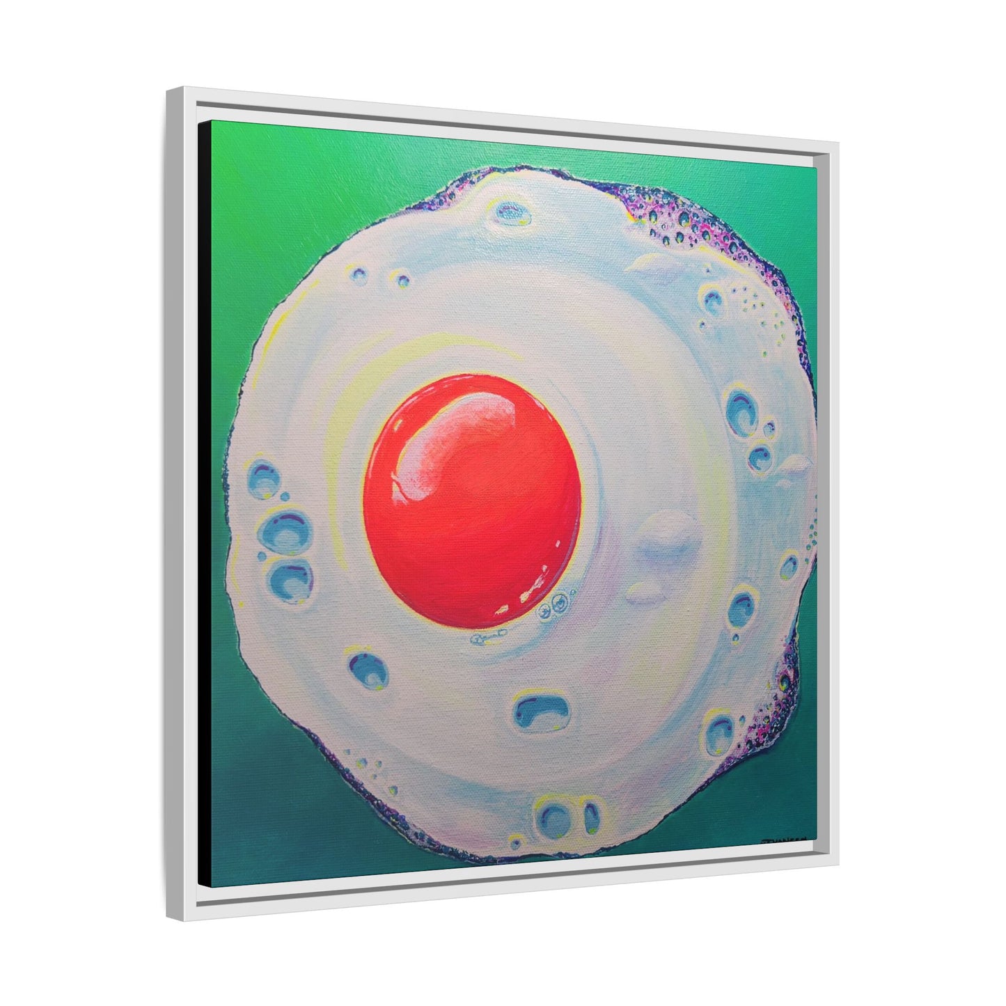Framed Neon Fried Egg Canvas Print