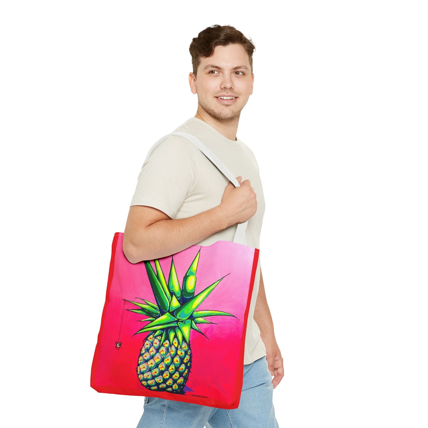 Premium Neon Pineapple Tote Bag, Original Artist Design, Reusable Shopping Tote, Eco-Friendly