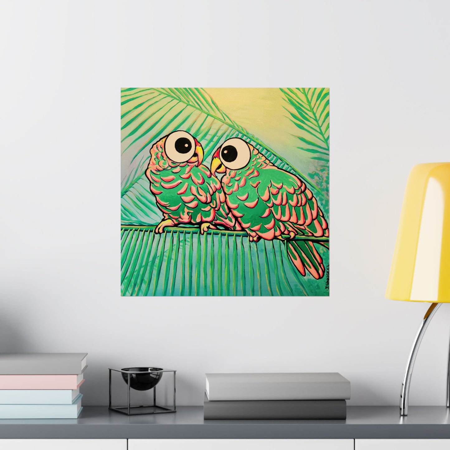 Chatty Cyclops Parrots Giclée Art Poster