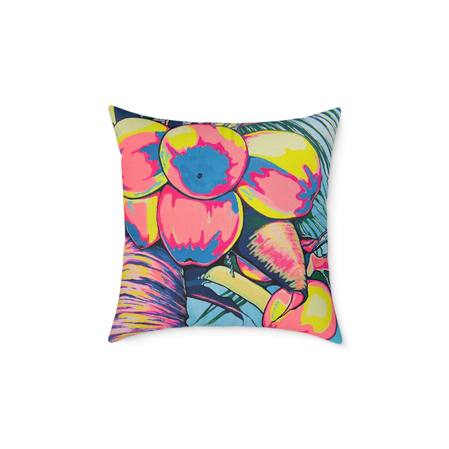 Neon Coconuts Art Canvas Decorative Pillow