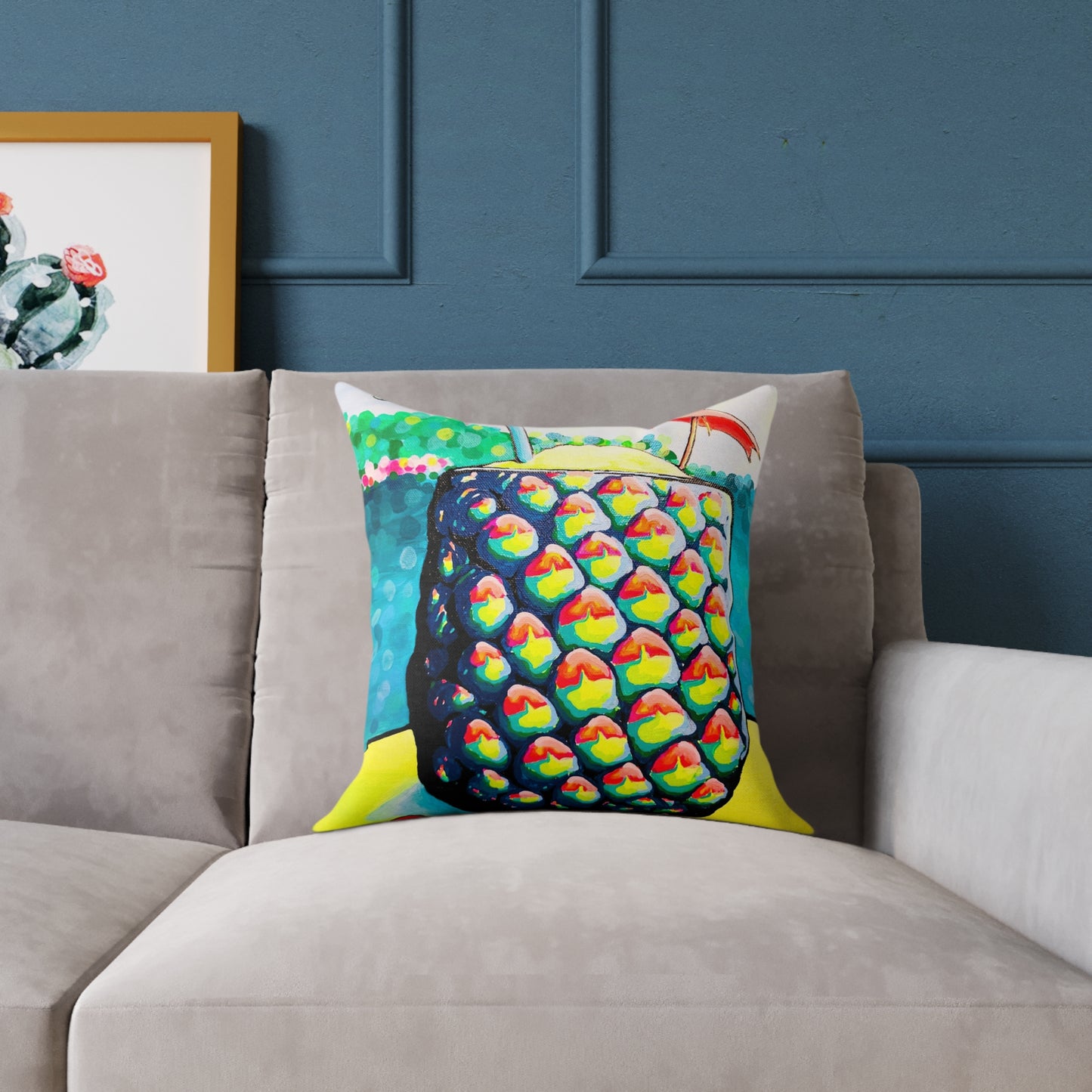 Neon Piña Colada Art Canvas Decorative Pillow