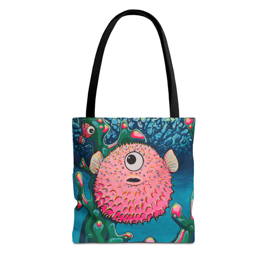 Premium Cyclops Pufferfish Tote Bag, Original Artist Design, Reusable Shopping Tote, Eco-Friendly