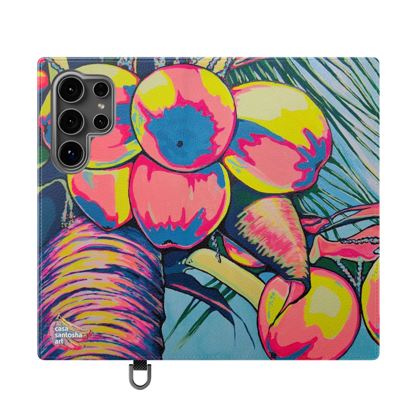 Neon Coconuts Flip Phone Case – Wallet Cover with Card Slots