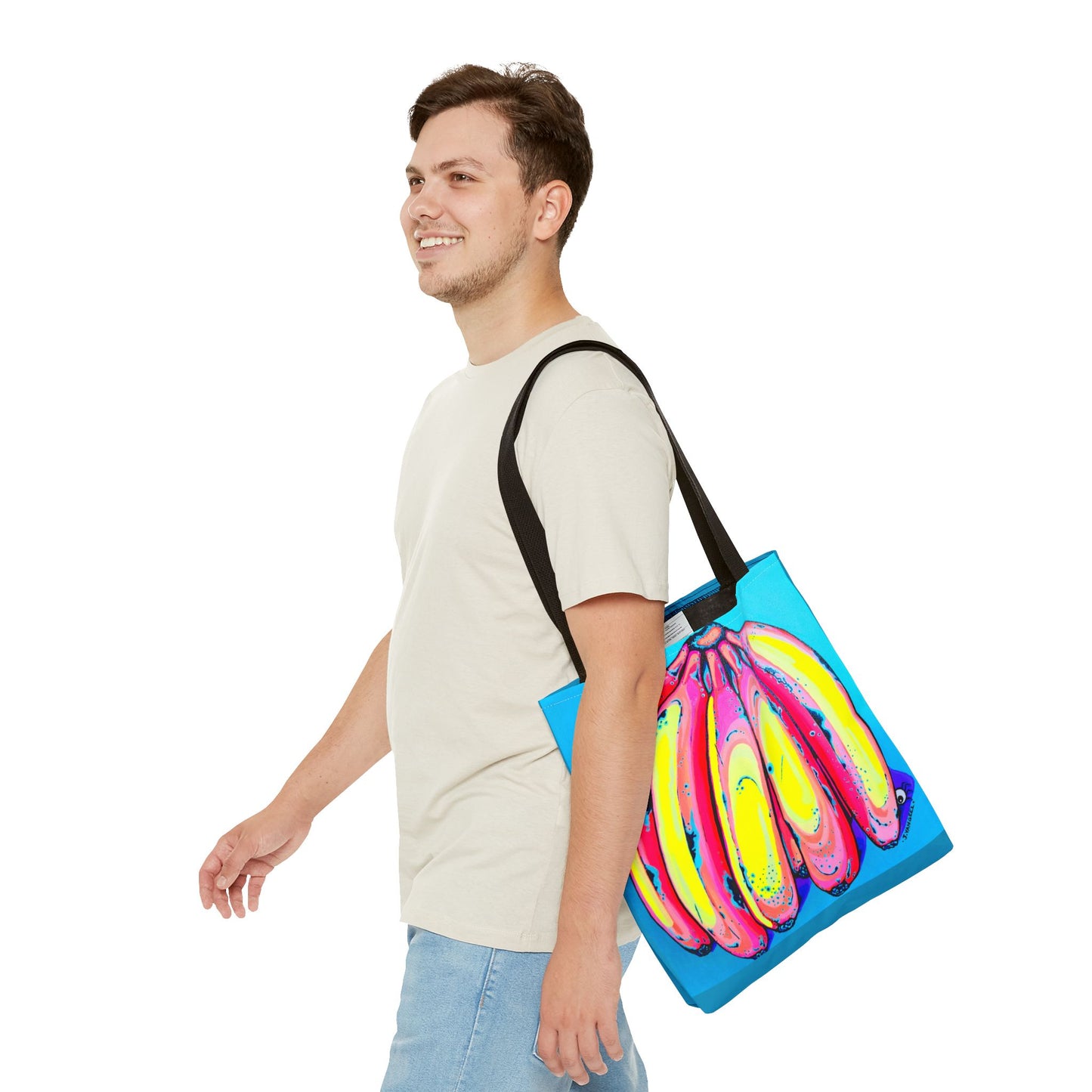 Premium Neon Fat Bananas Tote Bag, Original Artist Design, Reusable Shopping Tote, Eco-Friendly