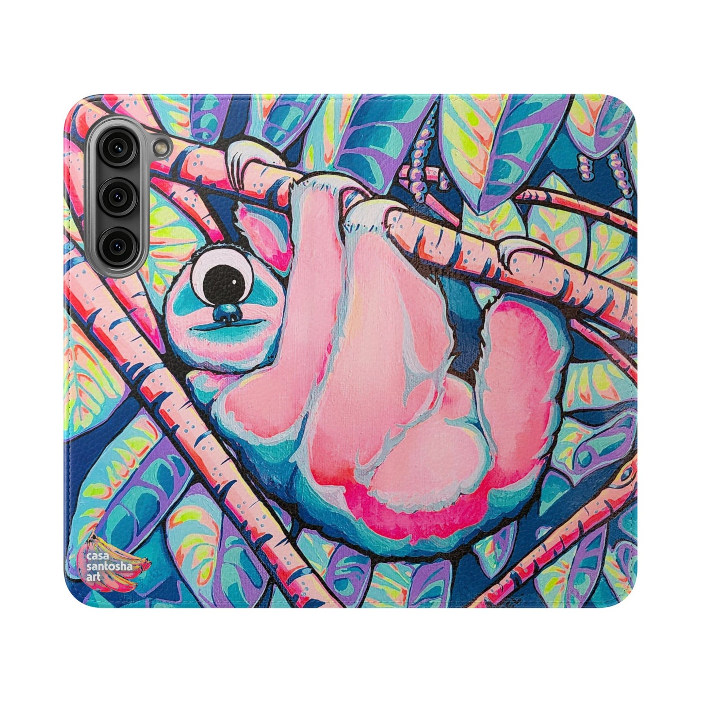 Cyclops Sloth Flip Phone Case – Wallet Cover with Card Slots