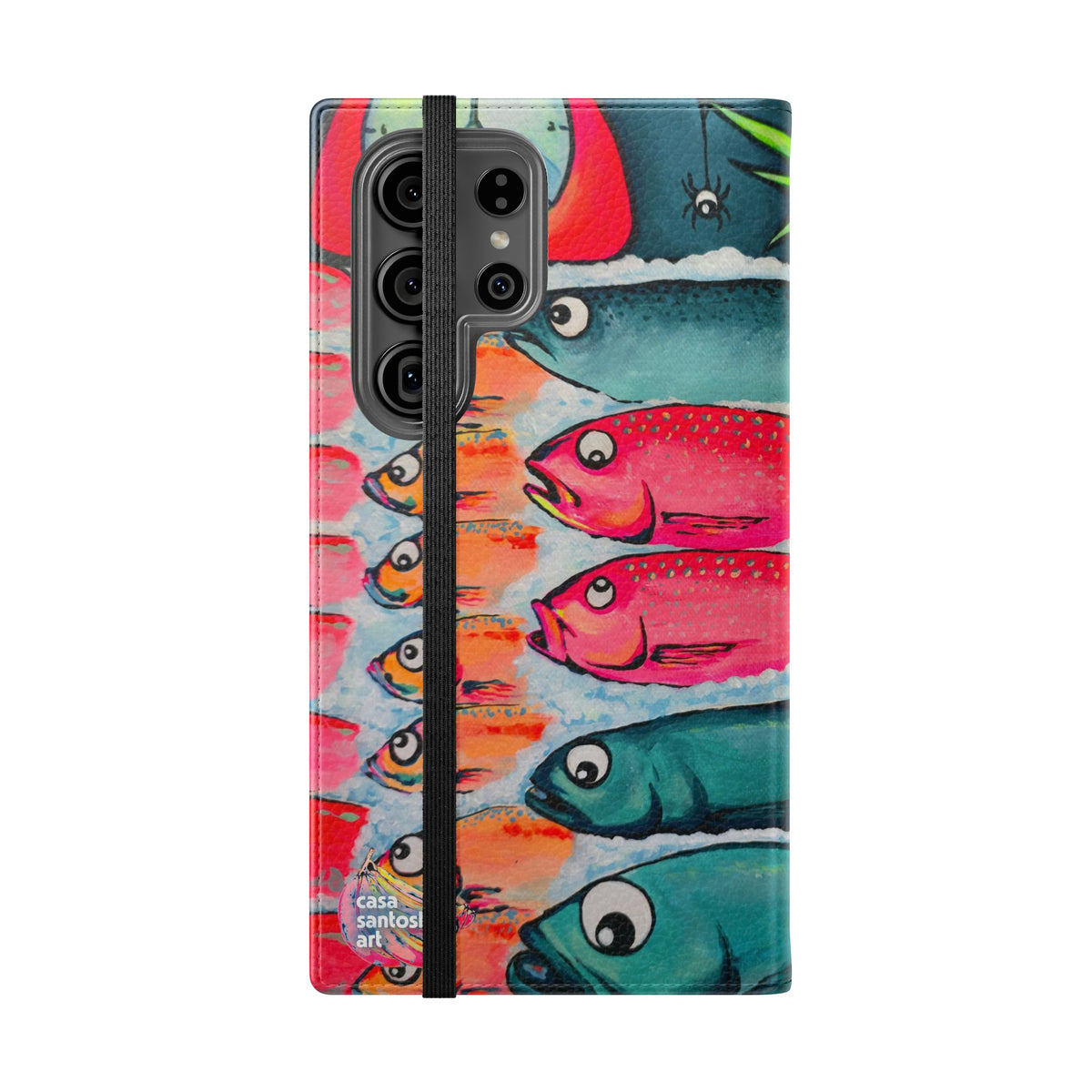 Neon Cabo Fish Market Flip Phone Case – Wallet Cover with Card Slots