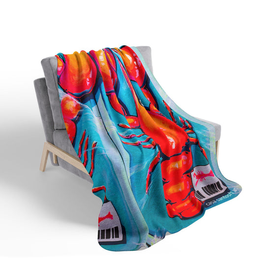 Neon Lobster Fleece Sherpa Blanket