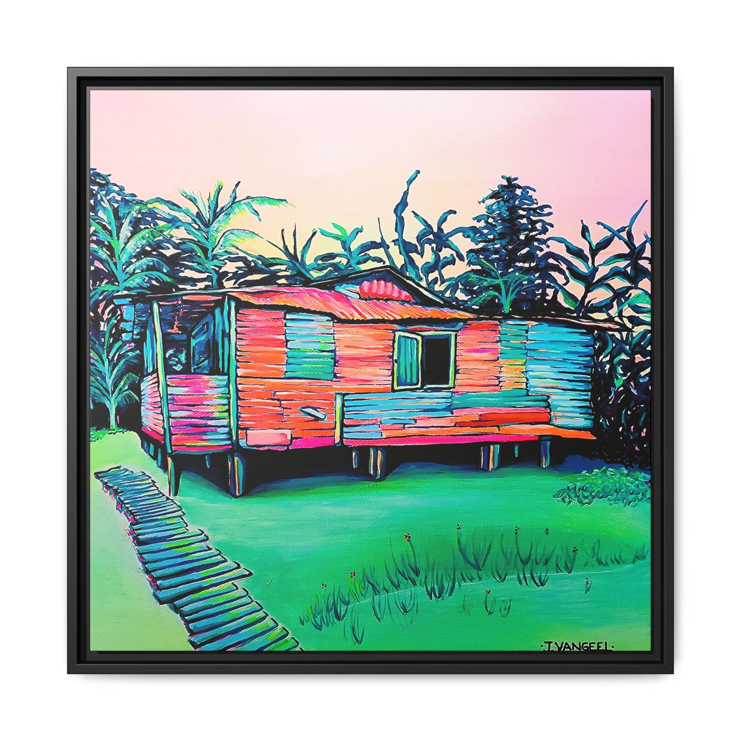 Framed Luis Russell House Bocas Canvas Print