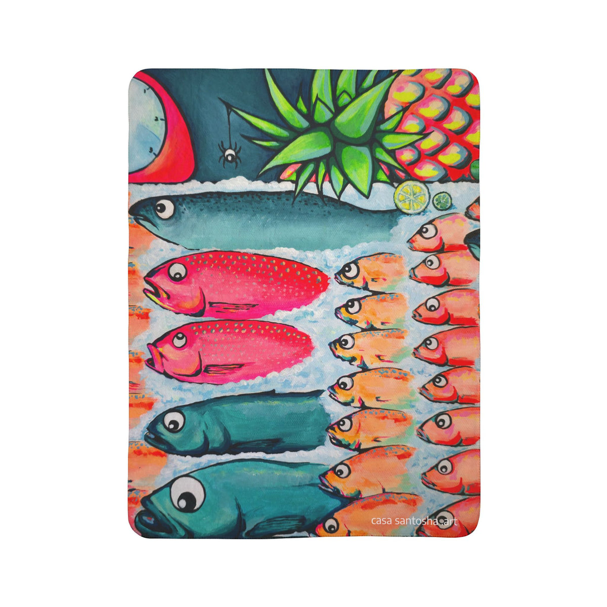 Neon Cabo Fish Market Fleece Sherpa Blanket